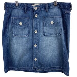 Levi's Women's Blue Denim Button Front Utility Mini Skirt Size 6 Cotton Pockets